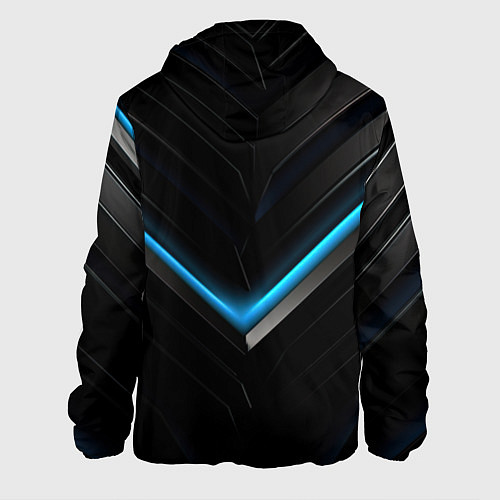 Мужская куртка Черная абстракция с синим неоновым ярким свечением / 3D-Черный – фото 2