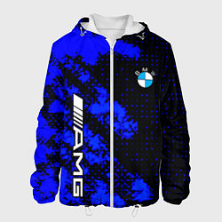 Куртка с капюшоном мужская BMW sport amg colors blue, цвет: 3D-белый