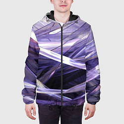 Куртка с капюшоном мужская Фиолетовые прозрачные полосы, цвет: 3D-черный — фото 2