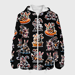 Куртка с капюшоном мужская Кролики - Камасутра позы, цвет: 3D-белый