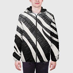 Куртка с капюшоном мужская Зебровые полоски на текстуре, цвет: 3D-черный — фото 2