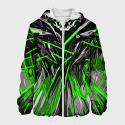 Куртка с капюшоном мужская Череп и зелёные полосы, цвет: 3D-белый