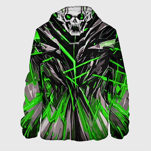 Мужская куртка Череп и зелёные полосы / 3D-Черный – фото 2