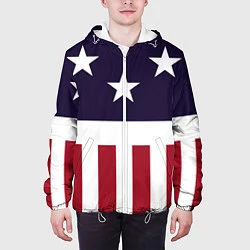 Куртка с капюшоном мужская Флаг Америки, цвет: 3D-белый — фото 2