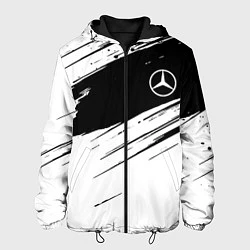 Куртка с капюшоном мужская Mercedes benz краски чернобелая геометрия, цвет: 3D-черный