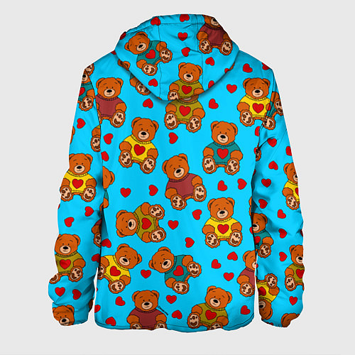 Мужская куртка Мишки в цветных свитерах и сердечки / 3D-Черный – фото 2
