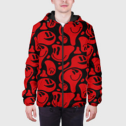 Куртка с капюшоном мужская Красные смайлы, цвет: 3D-черный — фото 2
