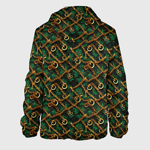 Мужская куртка Золотая цепочка на зеленой ткани / 3D-Черный – фото 2