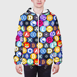 Куртка с капюшоном мужская Криптовалюта Биткоин, Эфириум, Тетхер, Солана патт, цвет: 3D-белый — фото 2