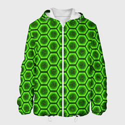 Куртка с капюшоном мужская Энергетический щит - зеленый, цвет: 3D-белый