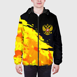 Куртка с капюшоном мужская Имперский герб россии краски, цвет: 3D-черный — фото 2