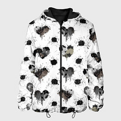 Куртка с капюшоном мужская Брызги и капли в форме сердечки, цвет: 3D-черный