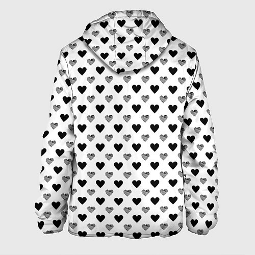 Мужская куртка Черно-белые сердечки / 3D-Черный – фото 2