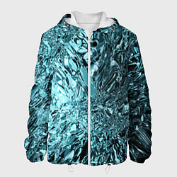 Куртка с капюшоном мужская Эффект жидкого стекла бирюзовый, цвет: 3D-белый