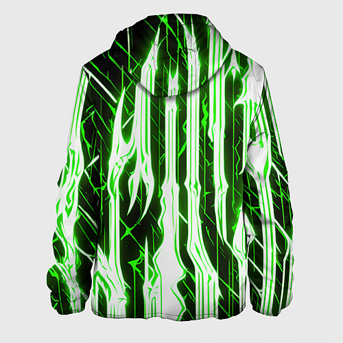Мужская куртка Зелёные неоновые полосы на чёрном фоне / 3D-Черный – фото 2