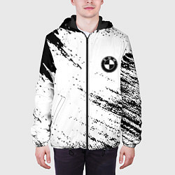 Куртка с капюшоном мужская BMW краски текстура брызги, цвет: 3D-черный — фото 2