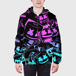 Куртка с капюшоном мужская Marshmello neon pattern, цвет: 3D-черный — фото 2