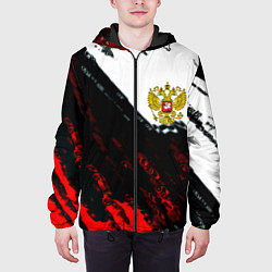 Куртка с капюшоном мужская Россия краски абстракция, цвет: 3D-черный — фото 2