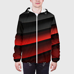 Куртка с капюшоном мужская Черно-красный объемный градиент, цвет: 3D-белый — фото 2