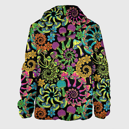 Мужская куртка Магические красочные грибы с ромашками / 3D-Черный – фото 2