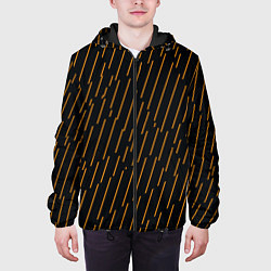 Куртка с капюшоном мужская Чёрные полосы и оранжевые полосочки, цвет: 3D-черный — фото 2