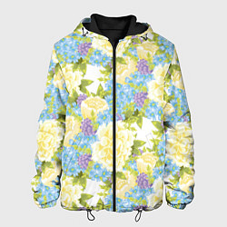 Куртка с капюшоном мужская Пышные цветы, цвет: 3D-черный