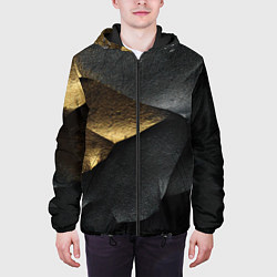 Куртка с капюшоном мужская Черная текстура с золотистым напылением, цвет: 3D-черный — фото 2