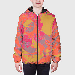 Куртка с капюшоном мужская Цветной яркий камуфляж, цвет: 3D-черный — фото 2