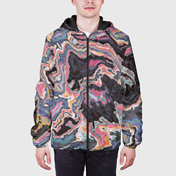 Куртка с капюшоном мужская Мраморный узор разноцветный, цвет: 3D-черный — фото 2