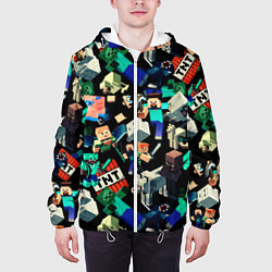 Куртка с капюшоном мужская Майнкрафт персонажи, цвет: 3D-белый — фото 2