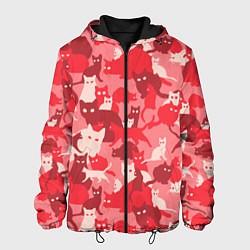Куртка с капюшоном мужская Розовый кошачий комуфляж, цвет: 3D-черный