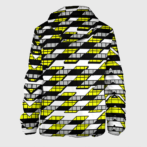 Мужская куртка Жёлтые треугольники и квадраты на белом фоне / 3D-Черный – фото 2