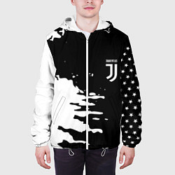 Куртка с капюшоном мужская Ювентус спорт краски текстура, цвет: 3D-белый — фото 2
