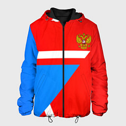 Куртка с капюшоном мужская Герб России звезда спорт, цвет: 3D-черный