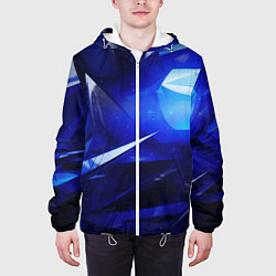 Куртка с капюшоном мужская Black and blue abstract background sport style, цвет: 3D-белый — фото 2