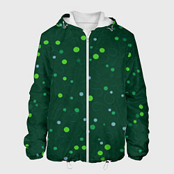 Куртка с капюшоном мужская Прикольный горошек зелёный, цвет: 3D-белый