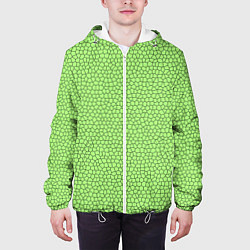 Куртка с капюшоном мужская Светло-зелёный мозаика, цвет: 3D-белый — фото 2