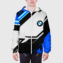 Куртка с капюшоном мужская BMW спортивная геометрия, цвет: 3D-белый — фото 2