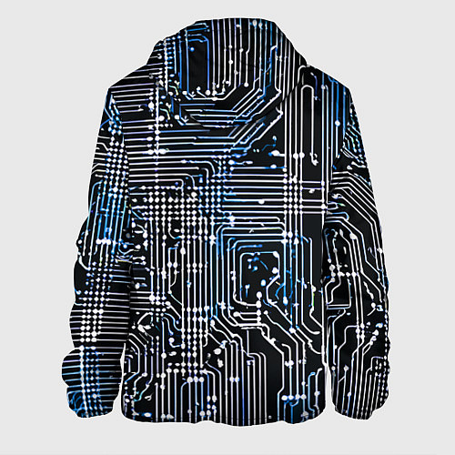 Мужская куртка Киберпанк схемы белые и синие / 3D-Черный – фото 2
