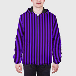 Куртка с капюшоном мужская Вертикальные полосы фиолетовый, цвет: 3D-черный — фото 2