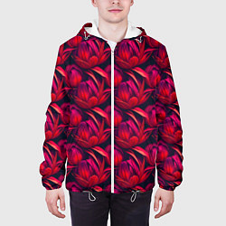 Куртка с капюшоном мужская Прекрасные цветы к празднику, цвет: 3D-белый — фото 2