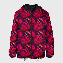Куртка с капюшоном мужская Прекрасные цветы к празднику, цвет: 3D-черный
