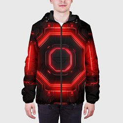 Куртка с капюшоном мужская Nvidia style black and red neon, цвет: 3D-черный — фото 2