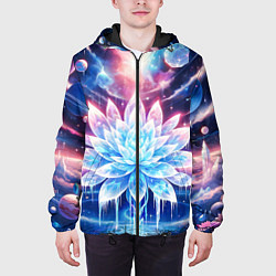 Куртка с капюшоном мужская Космический цветок из льда - эзотерический лотос, цвет: 3D-черный — фото 2