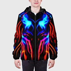 Куртка с капюшоном мужская Неоновый киберкостюм, цвет: 3D-черный — фото 2