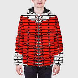 Куртка с капюшоном мужская Красно-белая техно броня, цвет: 3D-черный — фото 2