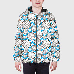 Куртка с капюшоном мужская Мячи волейбольные паттерн, цвет: 3D-черный — фото 2