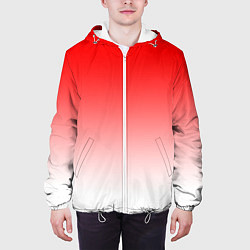 Куртка с капюшоном мужская Красно белый градиент, цвет: 3D-белый — фото 2
