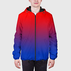 Куртка с капюшоном мужская Красный и синий градиент, цвет: 3D-черный — фото 2