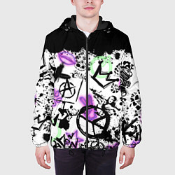 Куртка с капюшоном мужская Анархия от Мона Лизы в граффити и неоне, цвет: 3D-черный — фото 2
